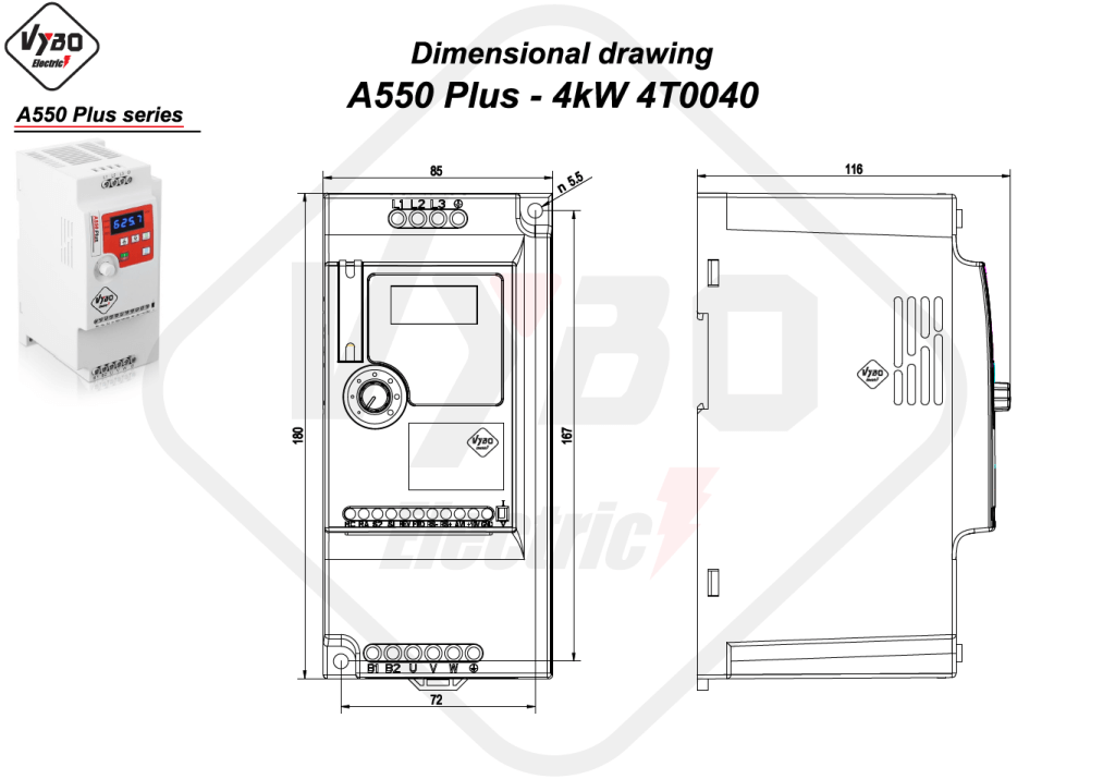 dimensional drawing A550 Plus 4T0040